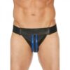 Premium Leather Zipper Front Jock S/m Black/blue