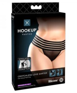 Hookup Crotchless Love Garter Black Fits Size Xl-xxl