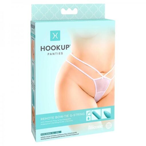 Hookup Remote Bow-tie G-string White Fits Size Xl-xxl