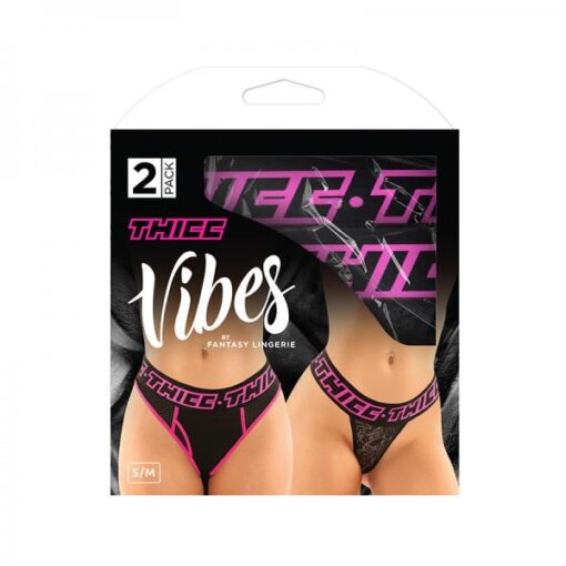 Vibes Thicc Buddy Pack 2 Pc. Athletic Mesh Boyfriend Brief & Lace Thong L/xl Black/pink