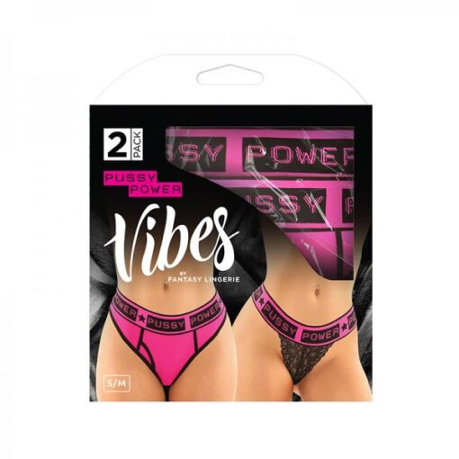 Vibes Pussy Power Buddy Pack 2 Pc. Micro Boyfriend Brief & Lace Thong S/m Black/pink
