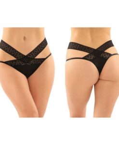 Daphne Microfiber Brazilian-cut Panty With Criss-cross Lace Waistband 6-pack S/m Black