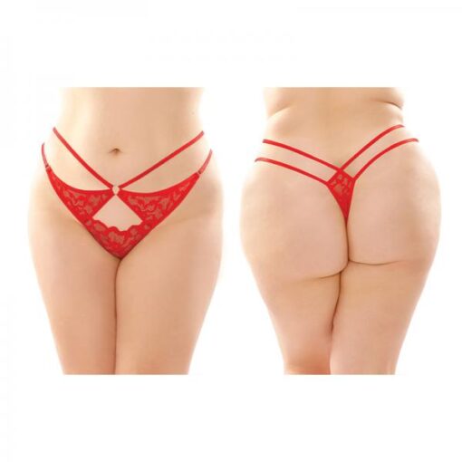 Jasmine Strappy Lace Thong With Front Keyhole Cutout 6-pack Q/s Red