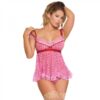 Magic Silk Tickled Pink Babydoll & Panty Set Pink L/xl