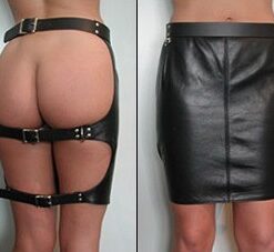 Black Leather Spanking Skirt, Small