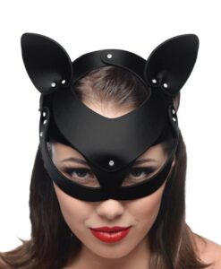 Bad Kitten Leather Cat Mask Black O/S