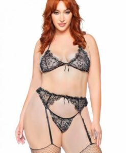 Rhinestone Eyelash Lace 3pc 1x/2x Blk
