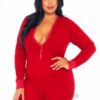 Brushed Romper Long John/flap 1x/2x Red