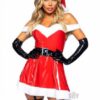 Naughty Santa Vinyl Dress 3pc Md Red/wht
