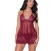 Holiday Soft Underwire Babydoll & Thong Merlot Lg