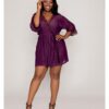 Stretch Mesh Chemise & Robe Plum 3x