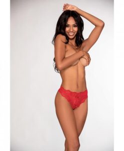 Lace Tanga Open Crotch Panty Red Sm