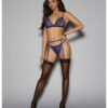 Euphoria Bra Garterbelt Set W/hose Navy O/s