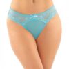Cassia Crotchless Lace & Mesh Panty Turquoise S/m
