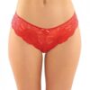 Poppy Crotchless Floral Lace Panty Red L/xl