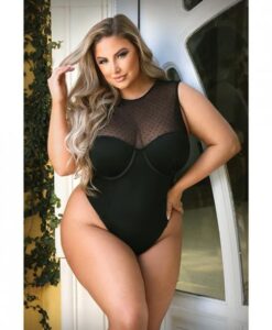 Curve Raven High Neck Bodysuit W/snap Crotch Black 1x/2x