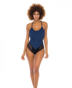 Claribel Ribbed Jersey Romper Estate Blue/black S/m