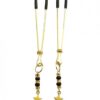 Bijoux De Nip Tweezer Nipple Clamp W/black & Gold Beads W/star - Gold