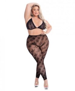 Pink Lipstick All About Leaf Bra & Leggings Black Qn