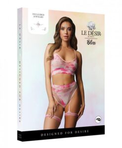Shots Bliss Bra & Panty Leg Garter W/face Jewelry Multi O/s