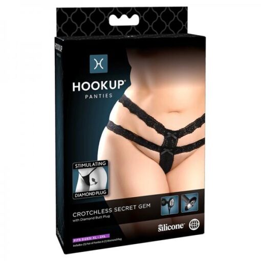 Hookup Crotchless Secret Gemblack Fits Size Xl-xxl