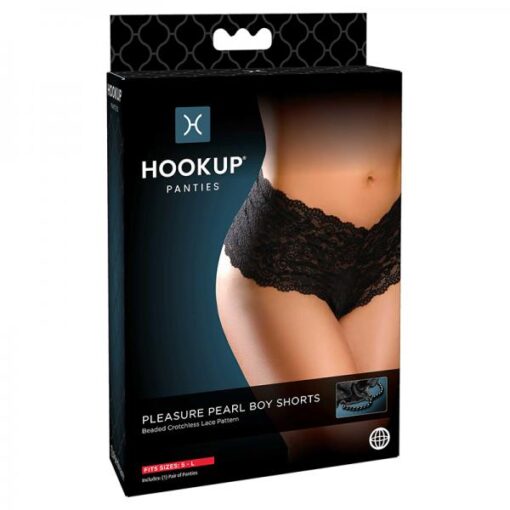 Hookup Pleasure Pearl Boy Shorts Black Fits Size S-l