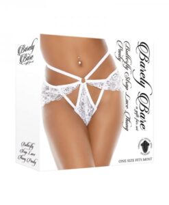 Barely Bare Butterfly Strap Lace Thong Panty White O/s