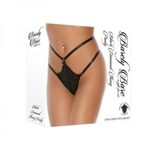 Barely Bare Black Diamond Thong Panty O/s