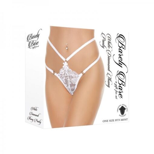 Barely Bare White Diamond Thong Panty White O/s