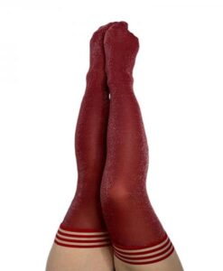 Kixies Holly Cranberry Sparkle Size Thigh-high Stockings B