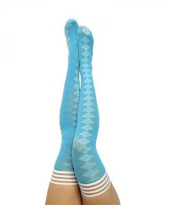 Kixies On Point Collection Par 4 Blue Argyle Thigh-high Stockings Size A