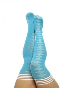 Kixies On Point Collection Par 4 Blue Argyle Thigh-high Stockings Size D