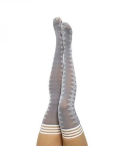 Kixies On Point Collection Par 4 Grey Argyle Thigh-high Stockings Size B