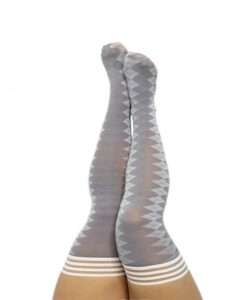 Kixies On Point Collection Par 4 Grey Argyle Thigh-high Stockings Size C