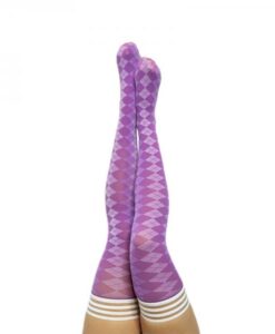 Kixies On Point Collection Par 4 Purple Argyle Thigh-high Stockings Size B