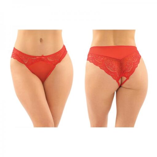 Cassia Crotchless Lace And Mesh Panty 6-pack L/xl Red