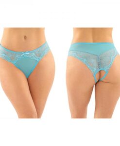 Cassia Crotchless Lace And Mesh Panty 6-pack S/m Turquoise