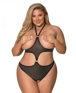 Magic Silk Sassy Cupless & Crotchless Teddy Black Queen