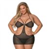 Magic Silk Sassy Cutout Dress & G-string Set Black Queen