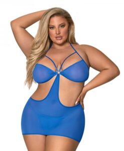 Magic Silk Sassy Cutout Dress & G-string Set Cobalt Queen