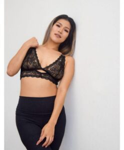 Kixies Peek-a-boo Black Lace Bralette Large