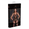 Noir Handmade Tulle Bodysuit With Patterned Flock Embroidery Xl