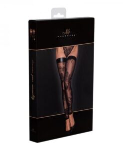 Noir Handmade Tulle Stockings With Patterned Flock Embroidery S