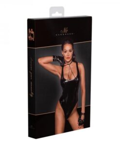 Noir Handmade Pvc Bodysuit With High-cut Bottom Hem Xl