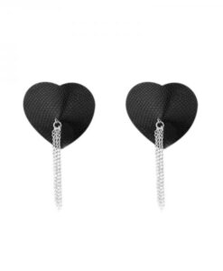 Nipplicious Dominatrix Leather Collar & Pasties With Chain Black