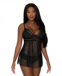 Magic Silk Modern Romance Baby Doll & Thong Black S/m
