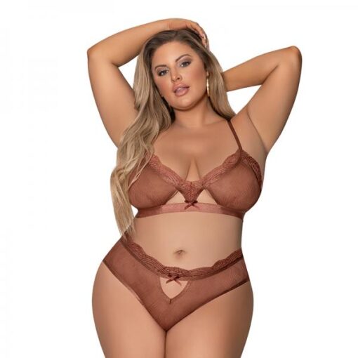Magic Silk Caramel Kiss Bralette & G-string Panty Caramel Queen  Size