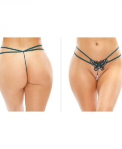 Zinnia Sequin Butterfly Strappy Pearl G-string Green S/m