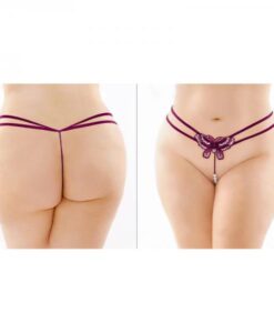 Zinnia Sequin Butterfly Strappy Pearl G-string Purple Queen