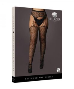 Shots Le Desir Suspender Leopard Pantyhose Black Qs